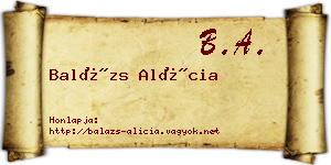 Balázs Alícia névjegykártya